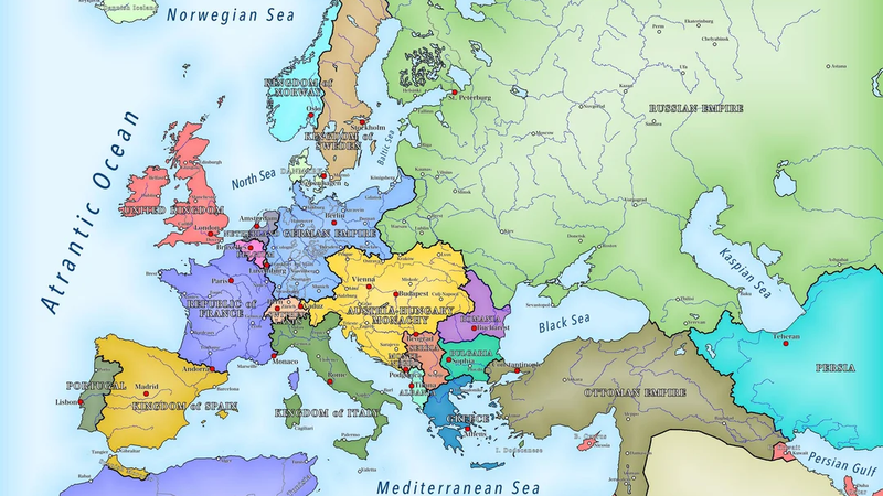 Map of Europe 1914: Countries, Borders and Empires Before World War I